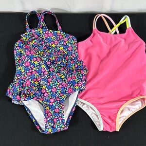 Cat & Jack Kids One-Piece Floral and Wonder Nation Pink Swimsuits